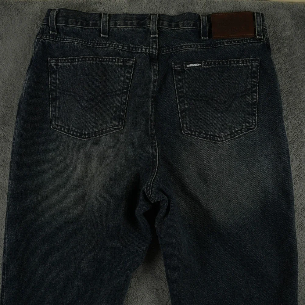 Harley-Davidson Jeans Mens 35x32 Blue Biker Blues Made‎ in USA Dark Wash Denim